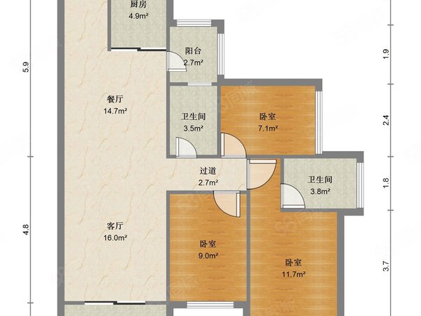 深圳布吉丹竹头合正丹郡合正丹郡花园3房 精装修 家电齐全 高楼层
