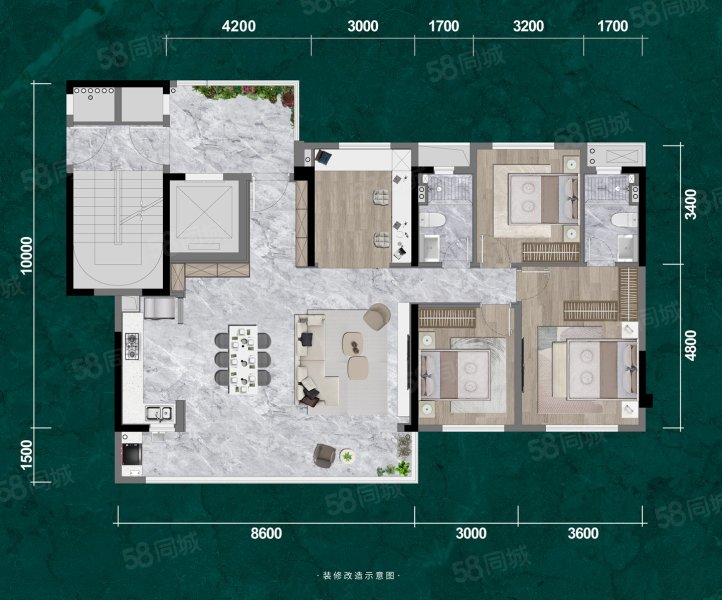 中铁拾贰宸4室2厅129㎡298万二手房图片