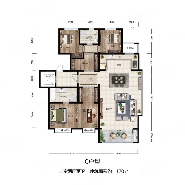 润江府(新房)3室2厅2卫170㎡南北184万