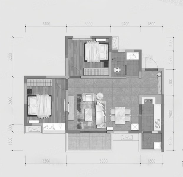 梧桐公寓2室2厅86.99㎡65万二手房图片