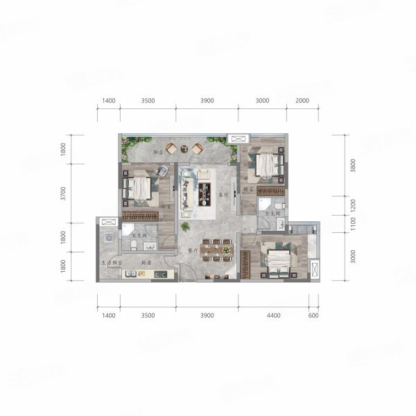 双悦学庭3室2厅112㎡172万二手房图片