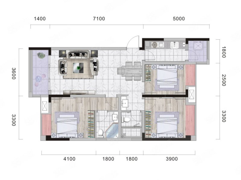 悦禾名洋华骏3室2厅103㎡88万二手房图片