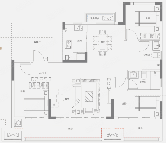 金地中联·西湖水岸3室2厅2卫125㎡南71万
