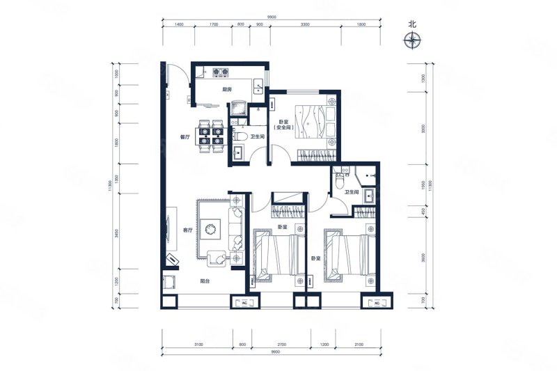 瀚文源3室2厅114.23㎡206万二手房图片
