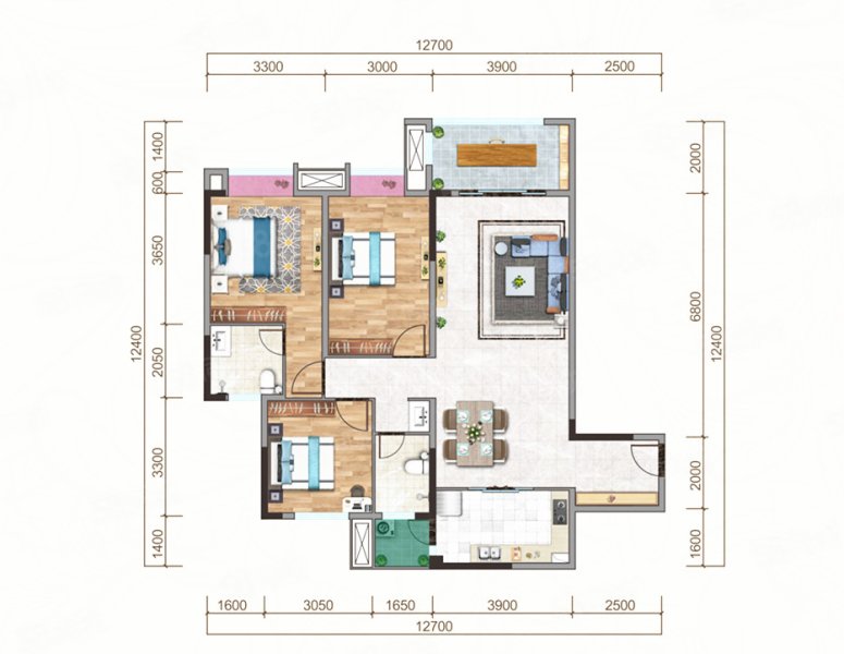 天府西苑3室2厅122㎡138万二手房图片