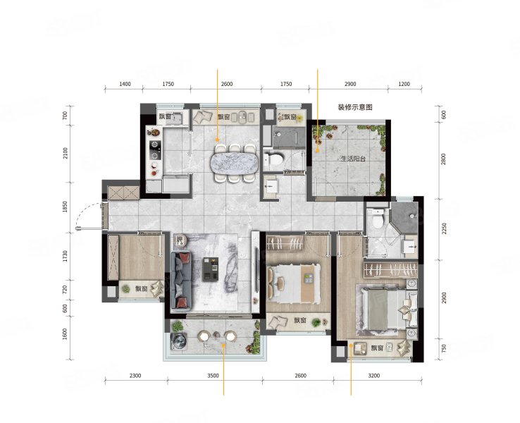 港龙滨江公园(新房)3室2厅96㎡148万二手房图片