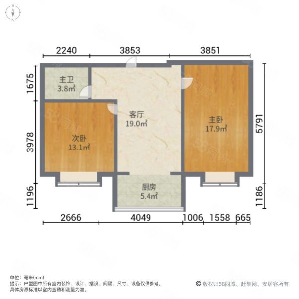 松江家园(北区)2室1厅1卫65.19㎡南39.8万