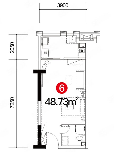 圣沅红星城市广场1室0厅48.73㎡47万二手房图片