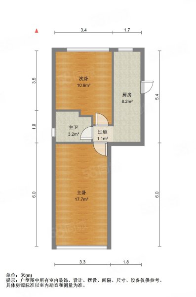 控江四村2室1厅1卫42.41㎡南北198万